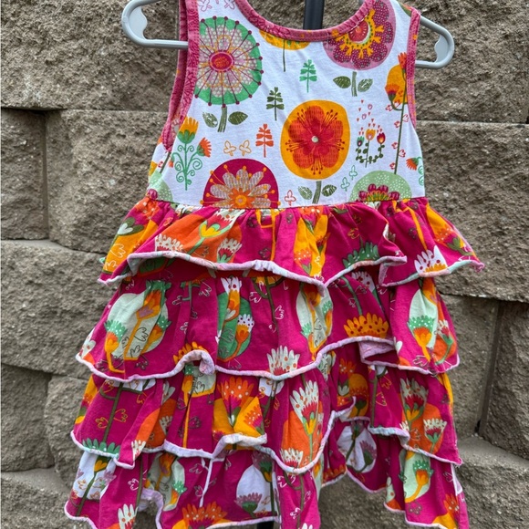 Jelly the Pug Colorful Floral Ruffle Dress girls size 3t - Picture 5 of 5
